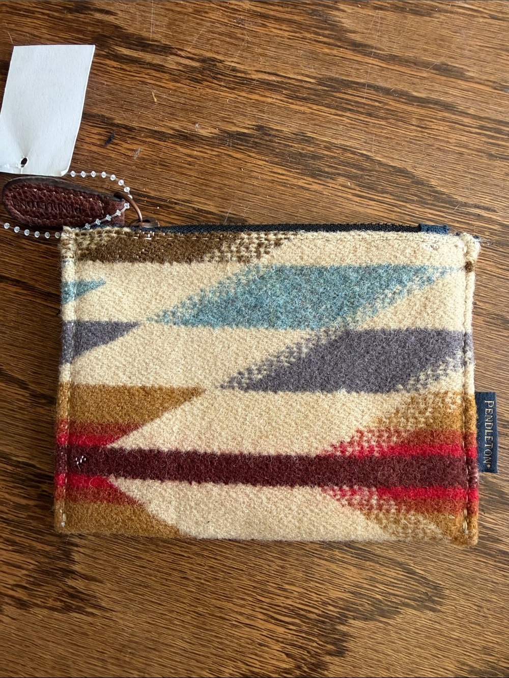 Pendleton Wool Zip Pouch in Cream, Blue & Brown - Picture 2 of 3